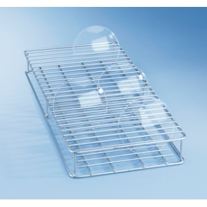 This product has been discontinued by the manufacturer. Please contact us for the closest replacement - Insert Miele half width, 23 supports, spacing 15mm, for 44 watch glasses 80 - 125mm diameter, for upper and lower baskets