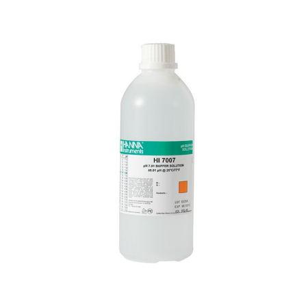 Buffer solutions Hanna Instruments HI-7007L, Technical buffer, pH 7.01, 500 mL bottle, calibration/verification purpose, 24 months shelf-life
