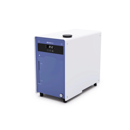 Recirculating chiller IKA England RC 2 Lite 0.4 kW cooling capacity, temperature range -10 to, with no heating function but 70C is the maximum fluid temperature if using an external heating device, 18 l/min pump flow rate, 0.35 bar maximum pressure, +/- 0.5°C stability, 3.5l tank capacity, with digital control.