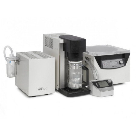 Image of Genevac Quattro High with vacuum pump, cold trap and tubing
