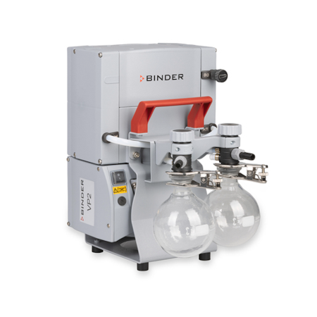Vacuum pump Binder VP2, chemical membrane pump, chemically resistant, 3mbar ultimate vacuum, 56.6l/min flow rate, not ATEX compliant, with integral gas ballast valves, oil free, suitable for rotary evaporators, filtration, filtration distribution, distillation, dessication, vacuum ovens, aspiration and solid phase extraction